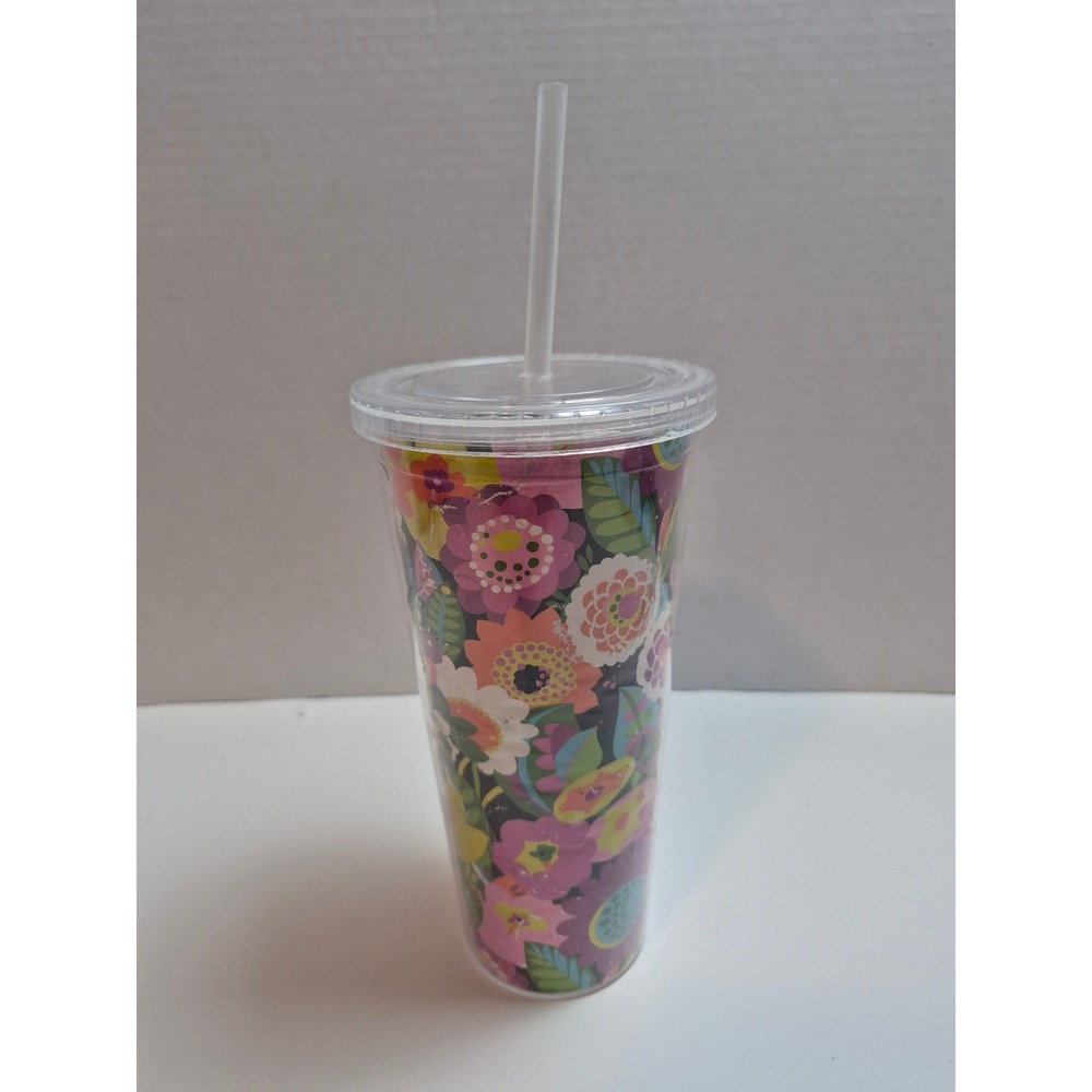 Vera Bradley Floral‎ Acrylic Tumbler with Lid and Straw Multi-Color Cold Cup